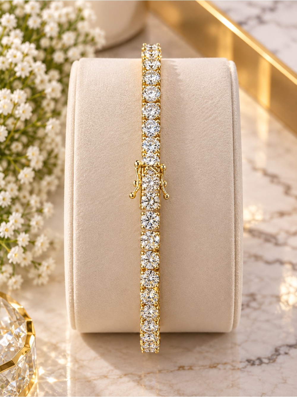 14K Gold Filled Tennis Bracelet with AAAAA CZ - Women Jewelry. 7 Inches